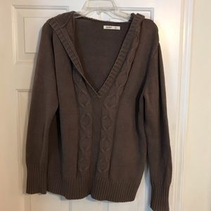 Dark brown V-neck sweater
